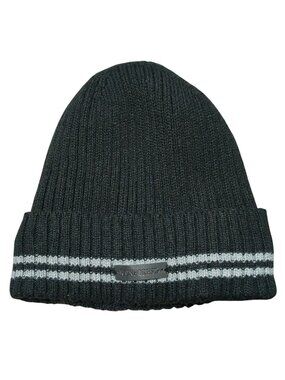 Rainforest Unisex Black Gray Stripe Fleece Lined Knit Beanie Winter Ski Hat Warm